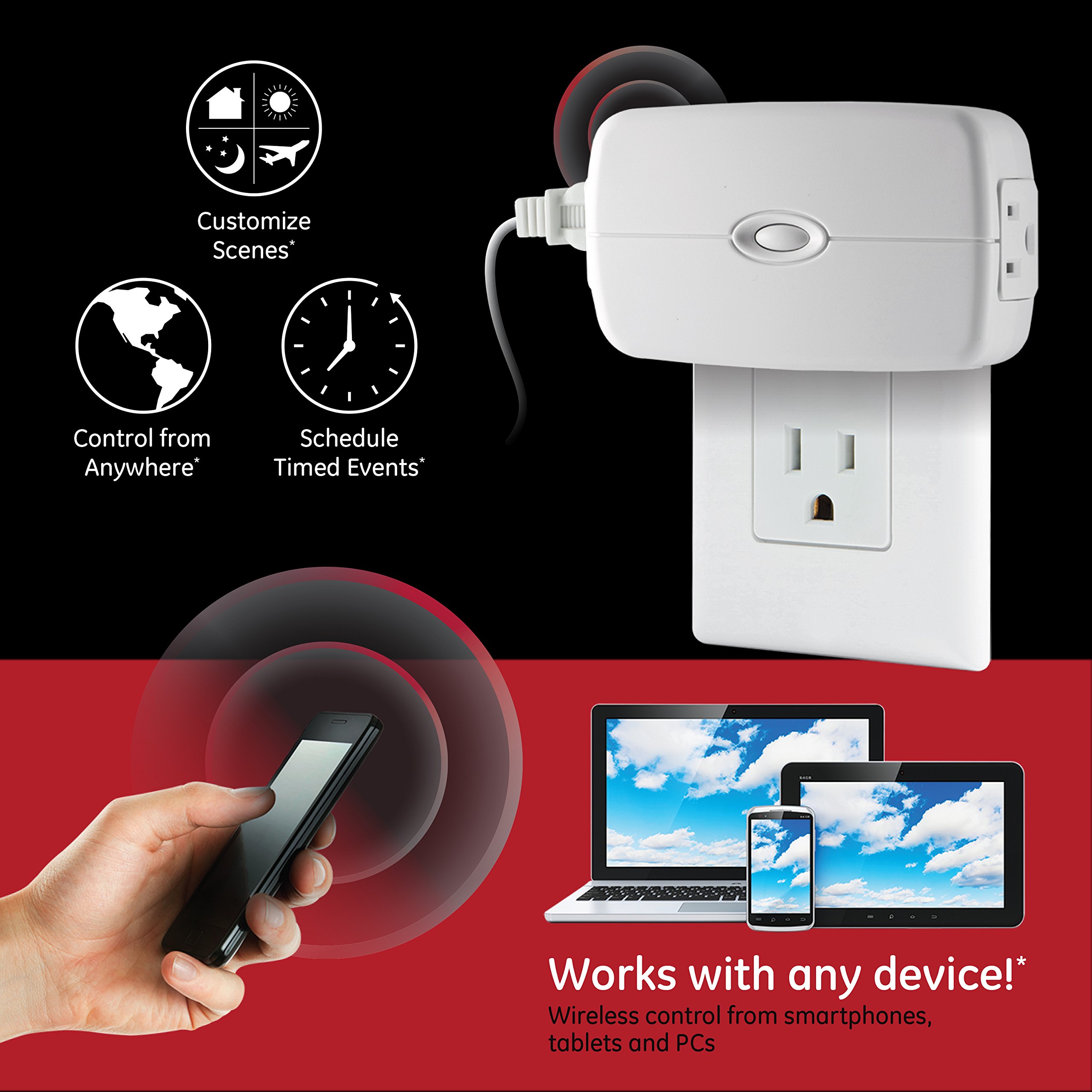 GE Zigbee Smart Switch Plug-In, 2-Outlet Lighting Control, No Wiring Required, Works Directly with Alexa Plus, Echo Show (2nd Gen), White, 45853GE - Image 3