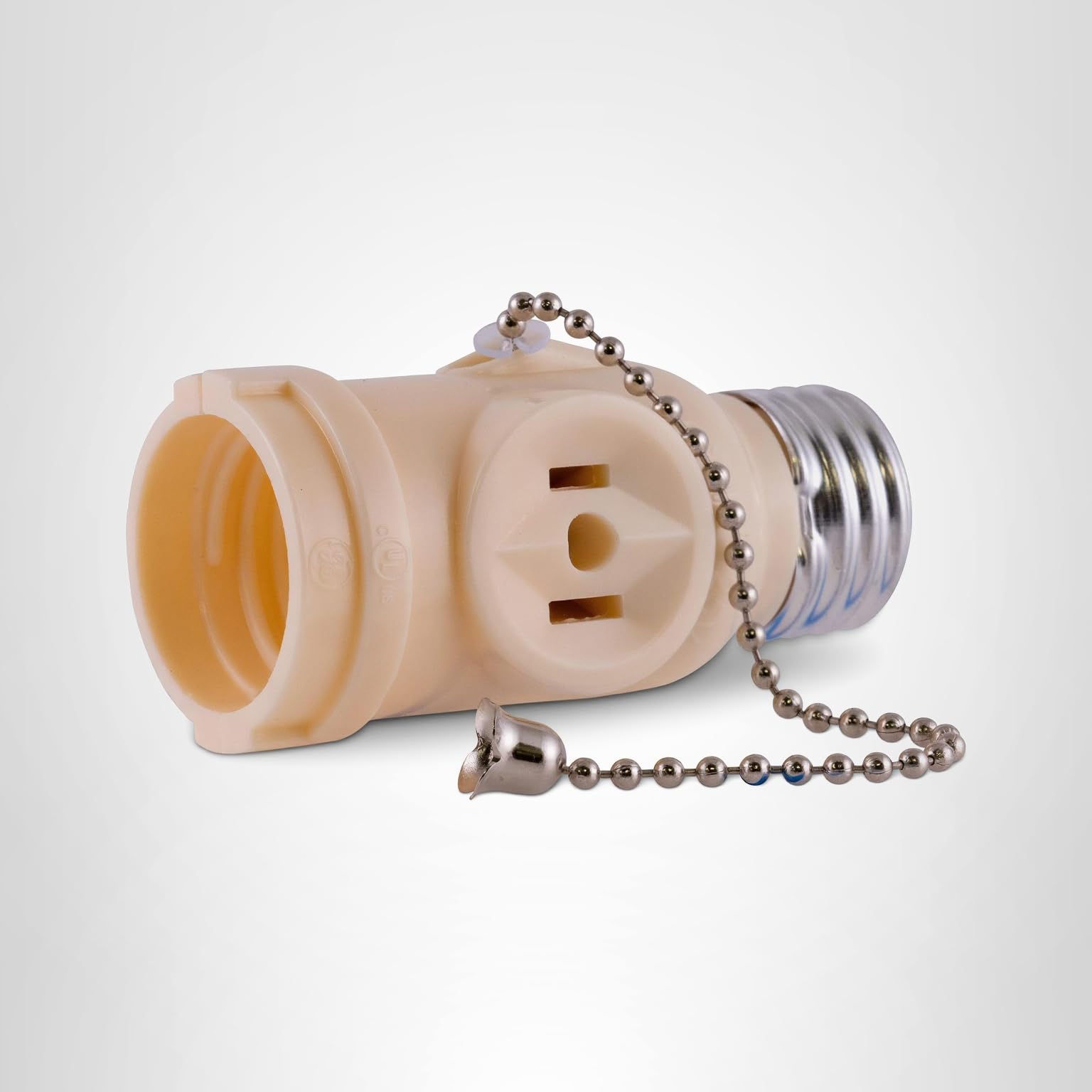 Power Gear 2-Outlet Socket Adapter, Pull Chain Light Control, Polarized, 2-Prong, Perfect for Workshop, Garage or Utility Room, 125VAC/250W, UL Listed, Light Almond, 54180 - Image 6