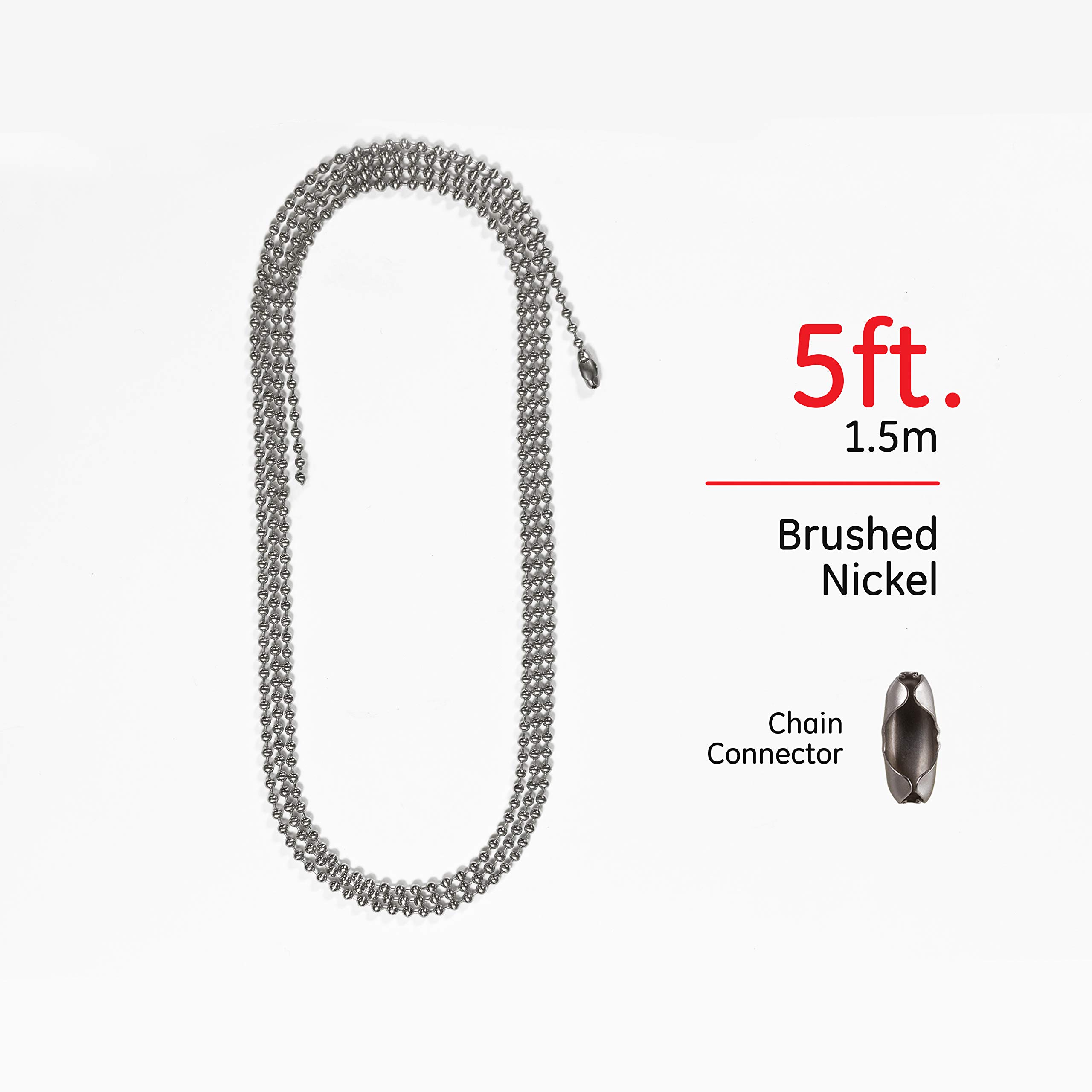 Power Gear Beaded Pull Chain, 5 Ft, Lengthens Pull Chain, Brushed Nickel Finish, 18422 - Image 2