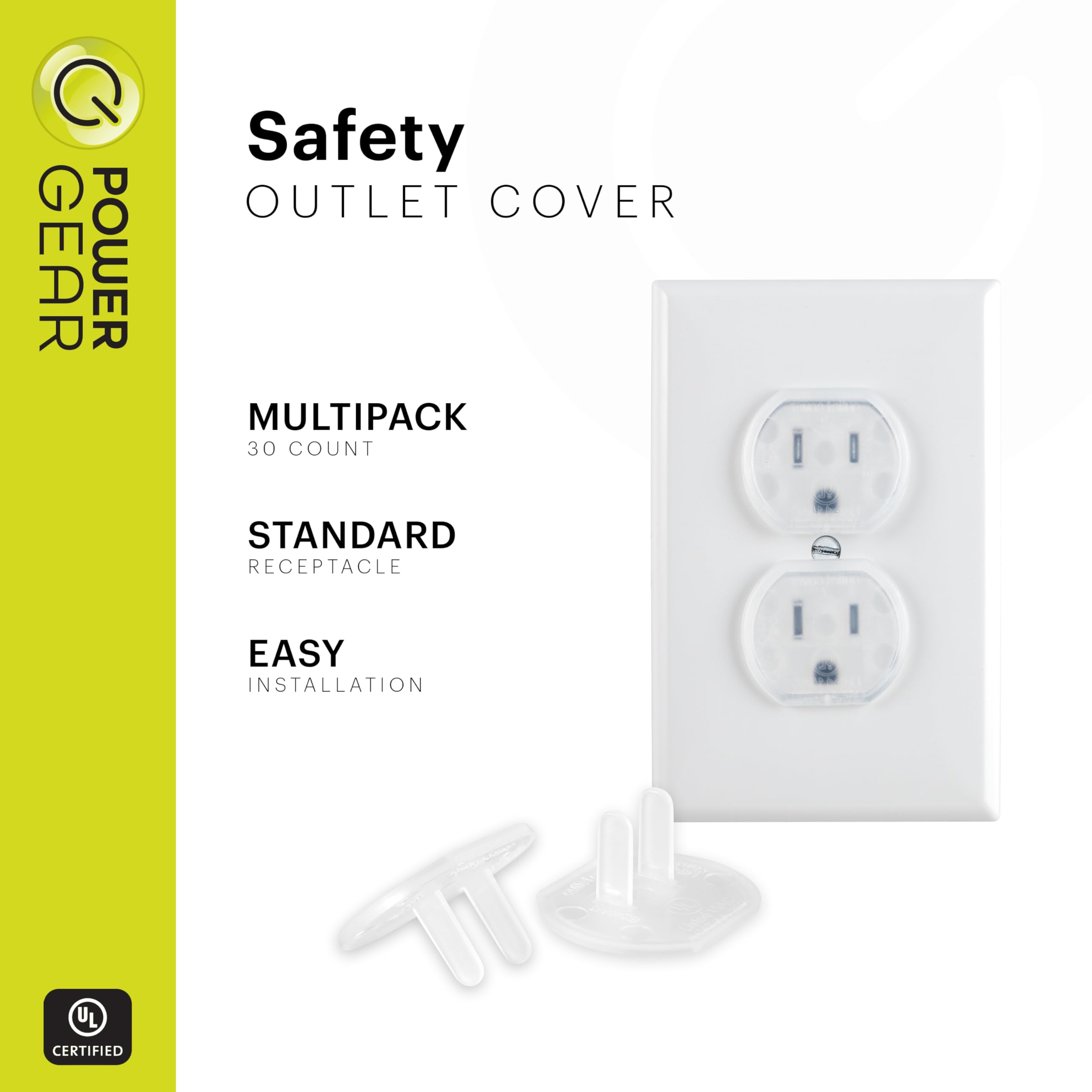 Power Gear Child Safety Electrical Outlet Covers, 30 Pack, Tamper‑Resistant Plug Protectors for Standard Wall Outlets, Baby‑Proof & Child‑Proof Safety Caps, Clear, 51175 - Image 3