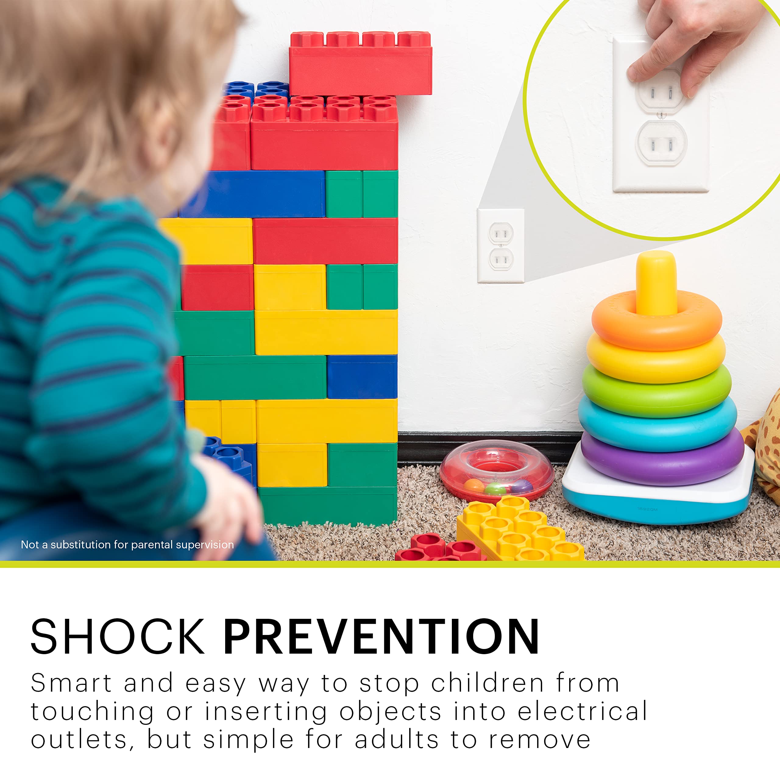 Power Gear Child Safety Electrical Outlet Covers, 30 Pack, Tamper‑Resistant Plug Protectors for Standard Wall Outlets, Baby‑Proof & Child‑Proof Safety Caps, Clear, 51175 - Image 5