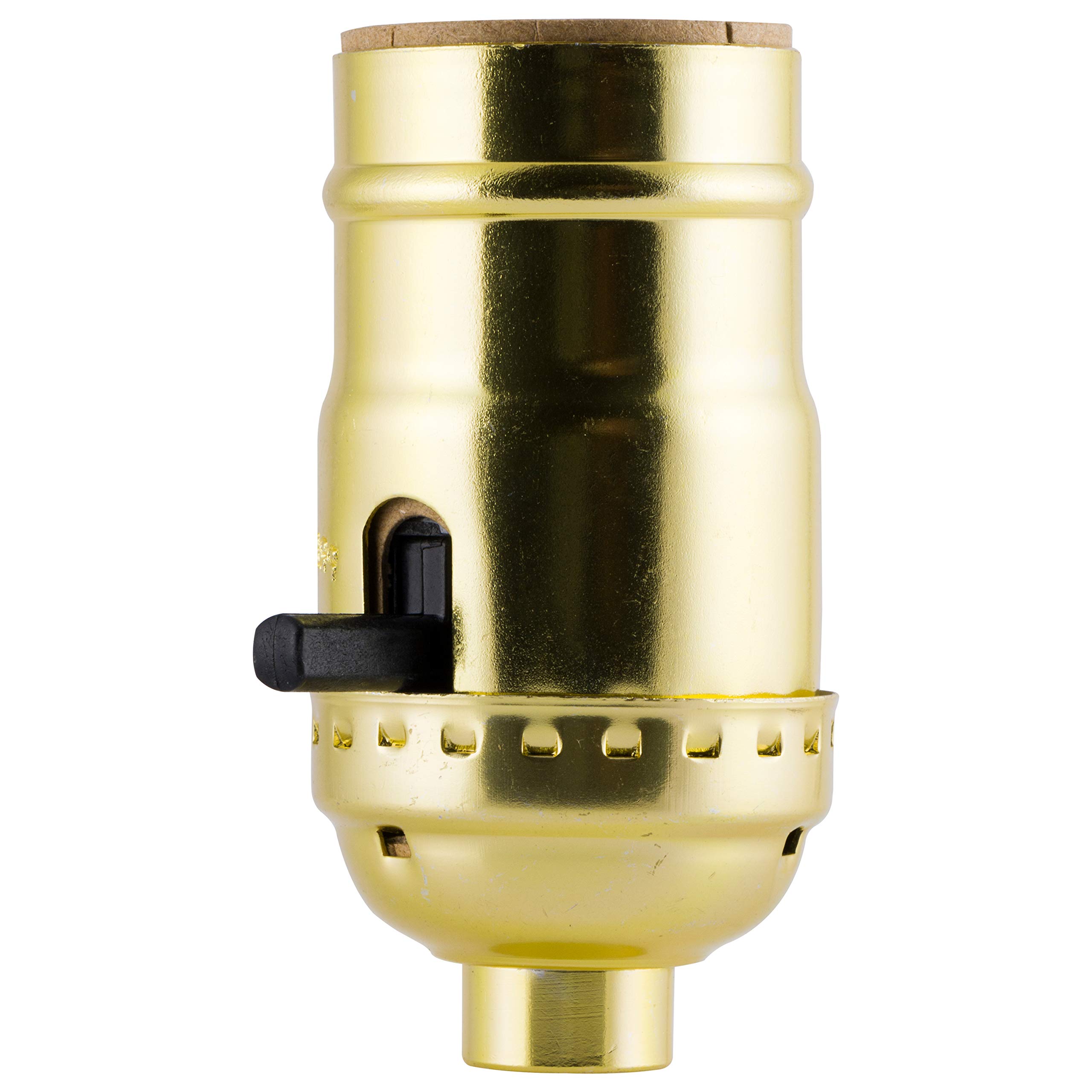 Power Gear Lamp Socket with Push ON/OFF, Medium Base, For Floor and Table Lamps, DIY Project, UL Listed, Brushed Gold, 52205