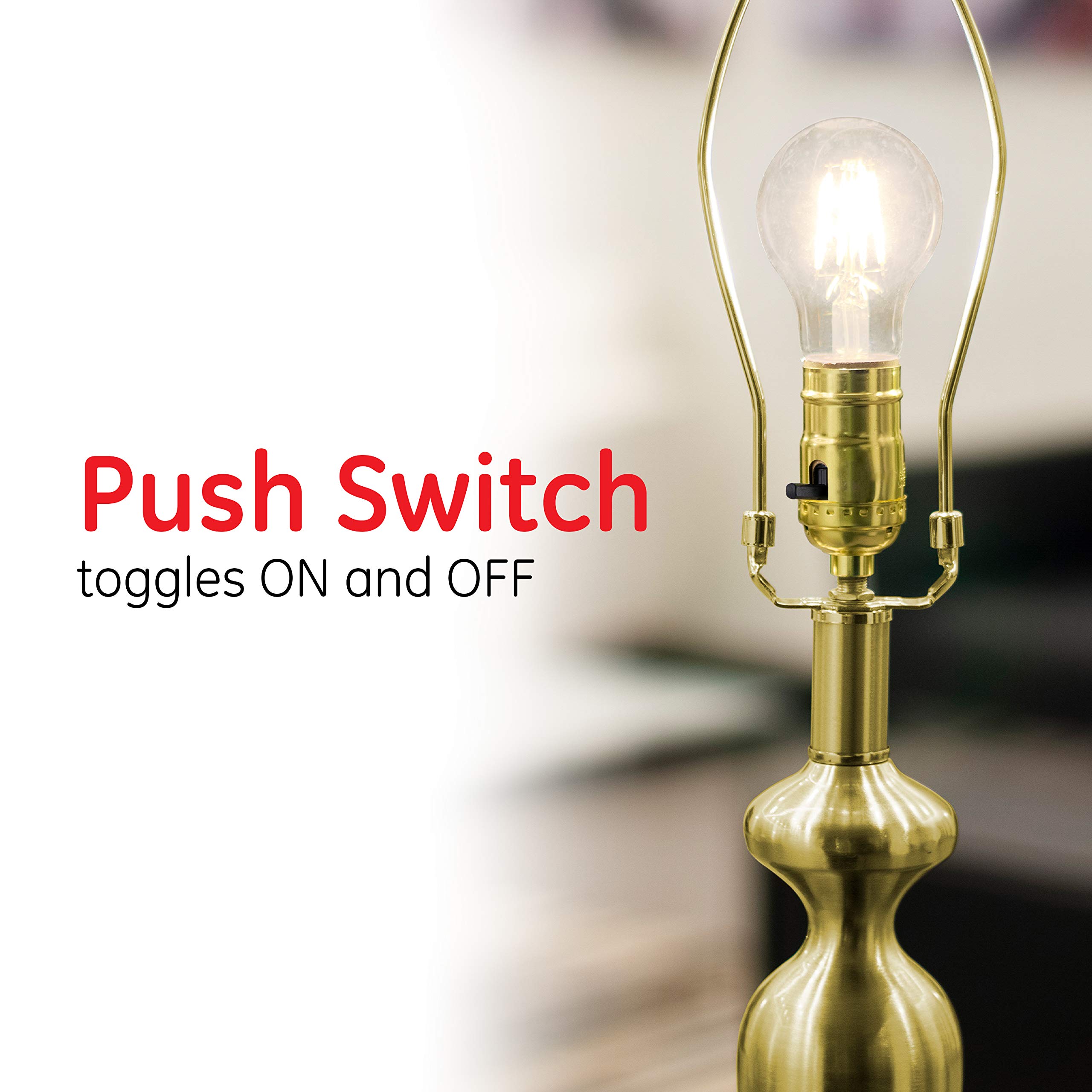 Power Gear Lamp Socket with Push ON/OFF, Medium Base, For Floor and Table Lamps, DIY Project, UL Listed, Brushed Gold, 52205 - Image 2