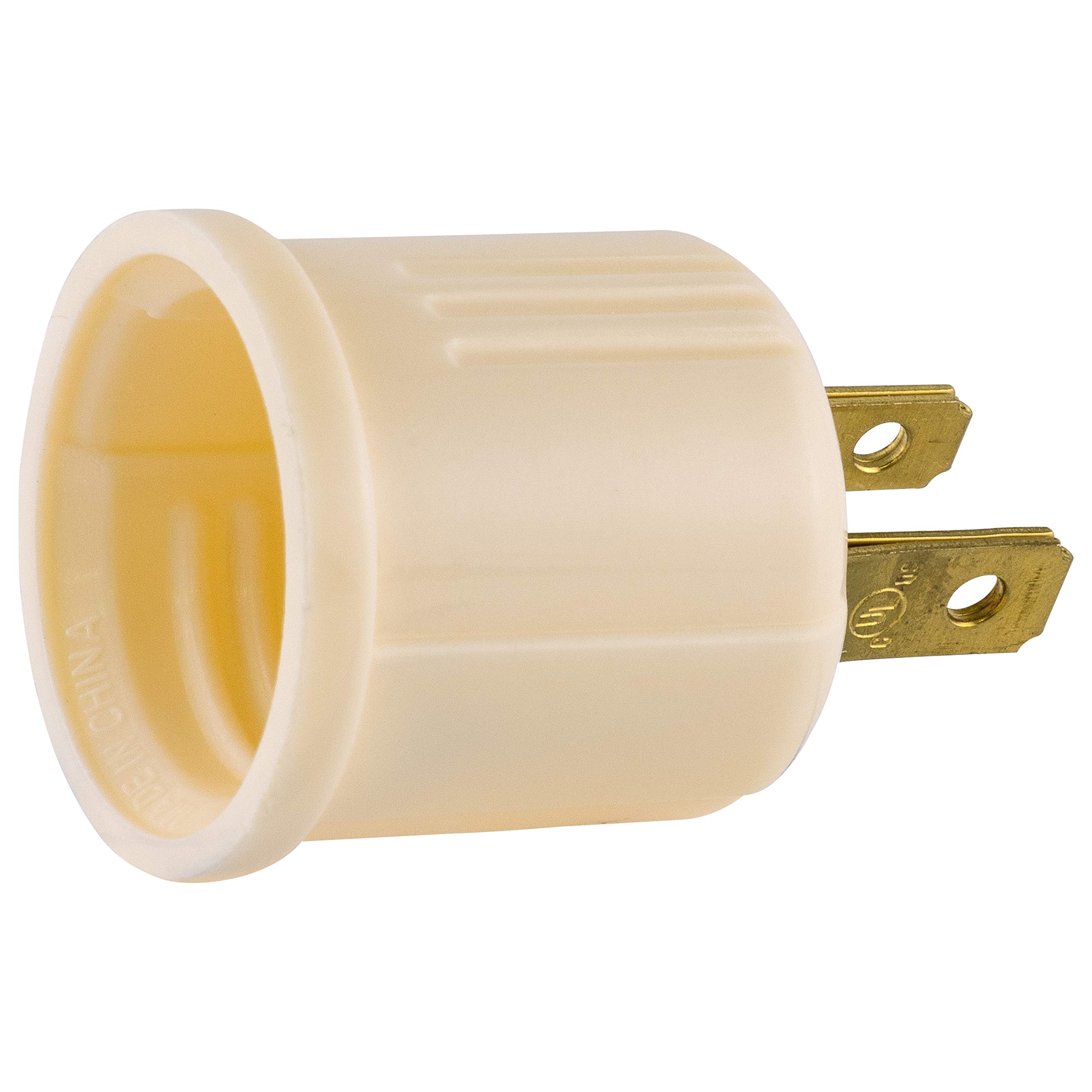 Power Gear Polarized Socket Adapter, Converts Outlet to Lamp Socket, Perfect for Workshop, Garage or Utility Room, Polarized Plug, UL Listed, Light Almond, 54173
