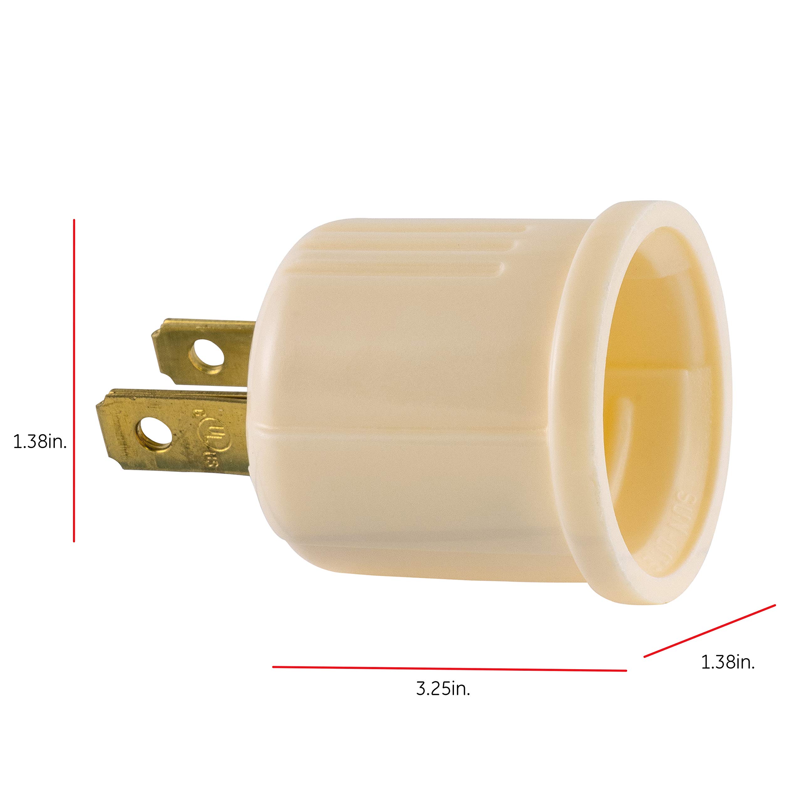 Power Gear Polarized Socket Adapter, Converts Outlet to Lamp Socket, Perfect for Workshop, Garage or Utility Room, Polarized Plug, UL Listed, Light Almond, 54173 - Image 2