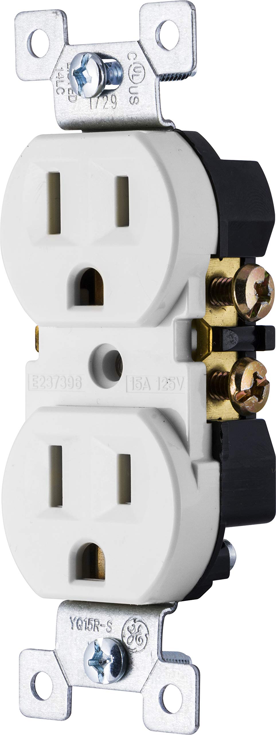 UltraPro GE Grounding Duplex Outlet, 3 Prong Electrical Socket, Easy Install, 15 Amp, UL Listed, White, 54309 GE in-Wall Receptacle, Standard - Image 2