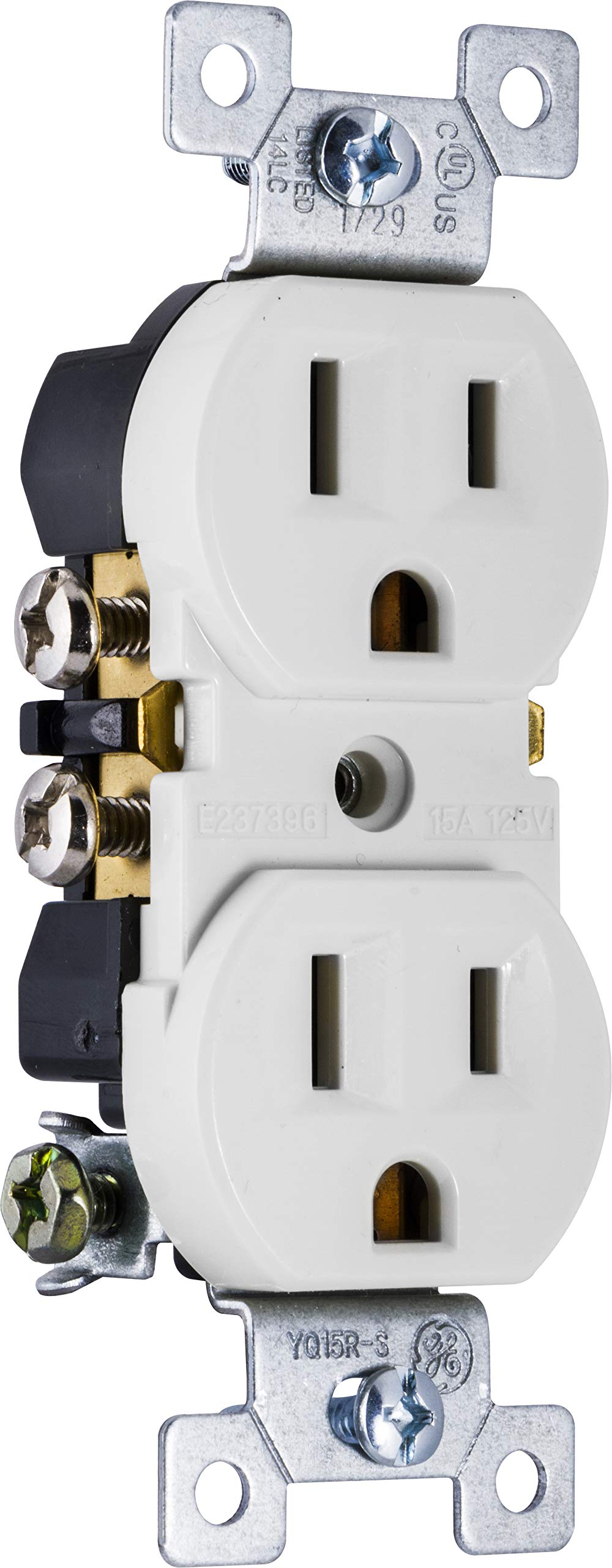 UltraPro GE Grounding Duplex Outlet, 3 Prong Electrical Socket, Easy Install, 15 Amp, UL Listed, White, 54309 GE in-Wall Receptacle, Standard - Image 3