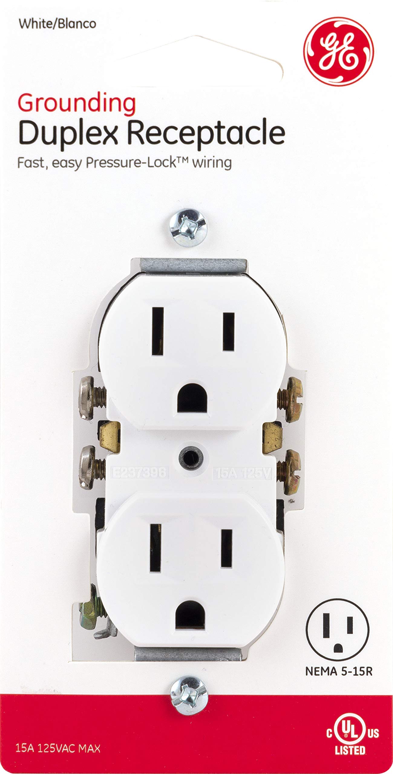 UltraPro GE Grounding Duplex Outlet, 3 Prong Electrical Socket, Easy Install, 15 Amp, UL Listed, White, 54309 GE in-Wall Receptacle, Standard - Image 5