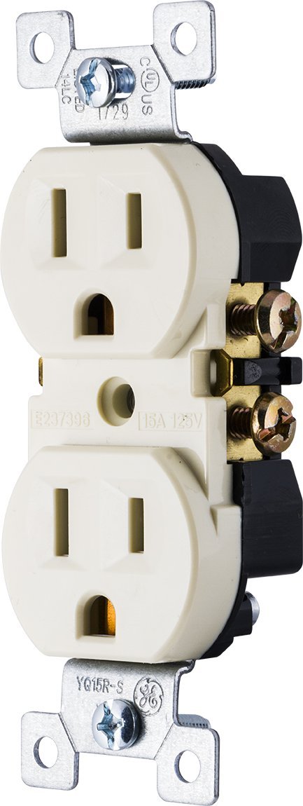 UltraPro GE, Light Almond, GE Grounding Duplex Outlet, in Wall Receptacle, 3 Prong Electrical Socket, Easy Install, 15 Amp, UL Listed, 17814, Standard - Image 3