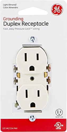 UltraPro GE, Light Almond, GE Grounding Duplex Outlet, in Wall Receptacle, 3 Prong Electrical Socket, Easy Install, 15 Amp, UL Listed, 17814, Standard - Image 5