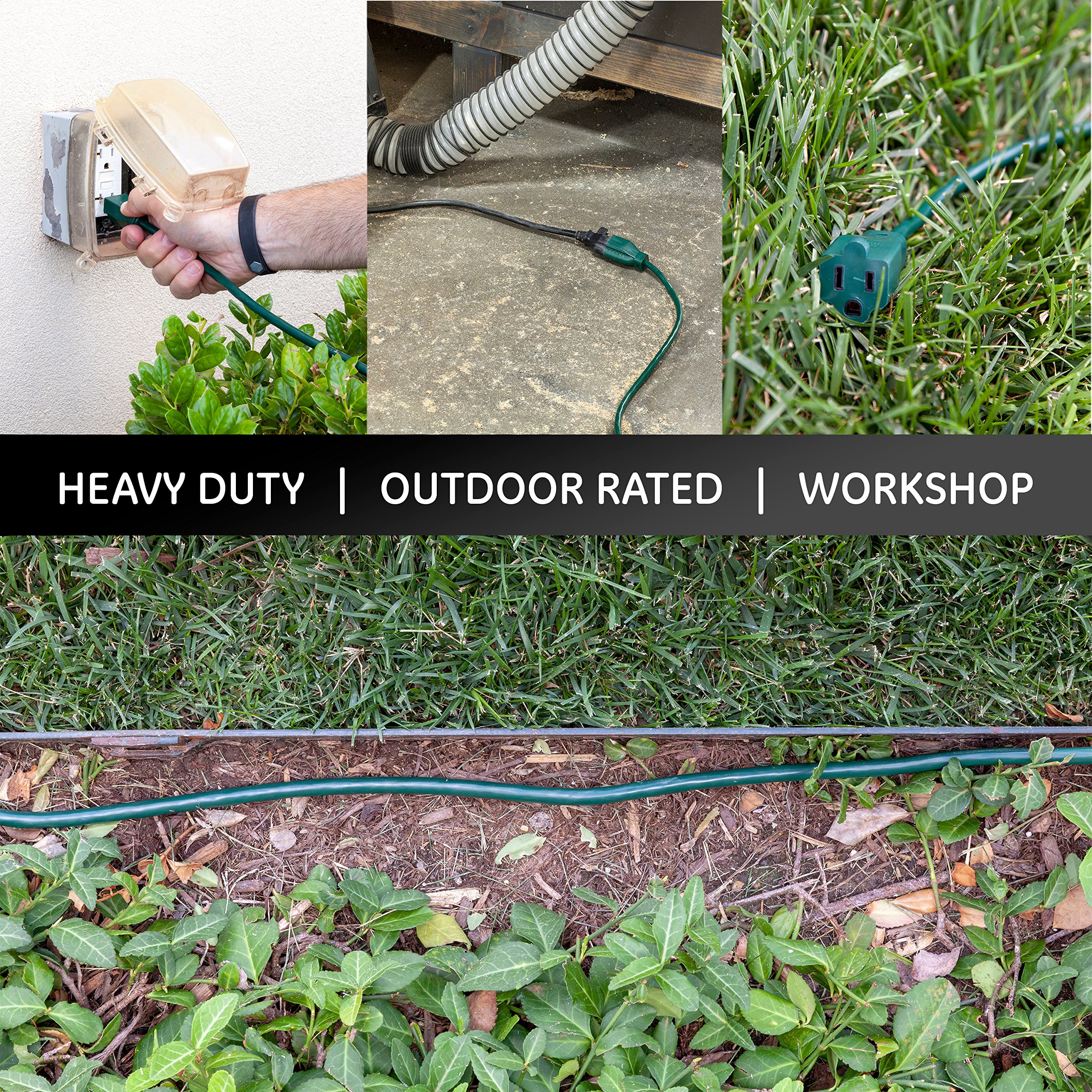 UltraPro Outdoor Extension Cord, 40 Ft, Heavy Duty Extension Cord, Double Insulated, Grounded, 16 Gauge, 3 Prong Extension Cords, General Purpose Long Extension Cord, UL Listed, Green, 55006 - Image 5